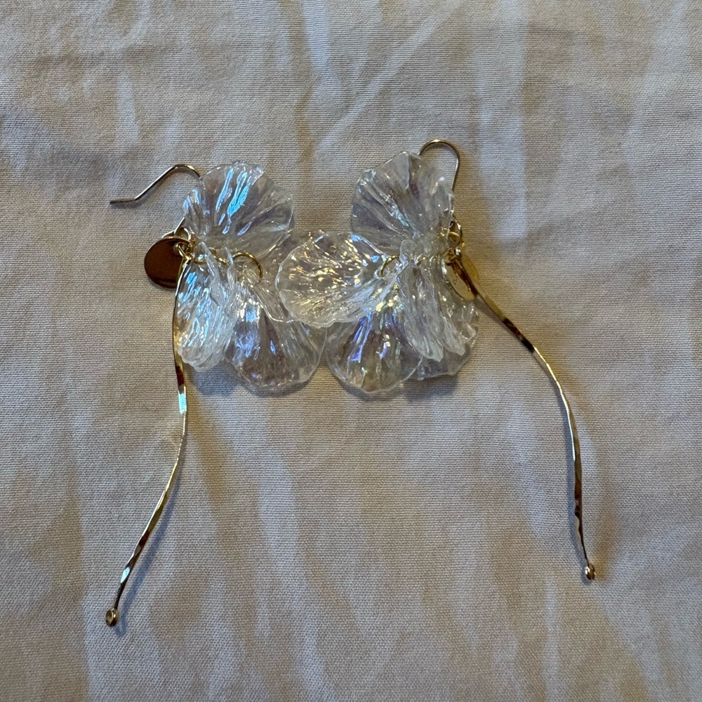 Gold and Clear Floral Earrings